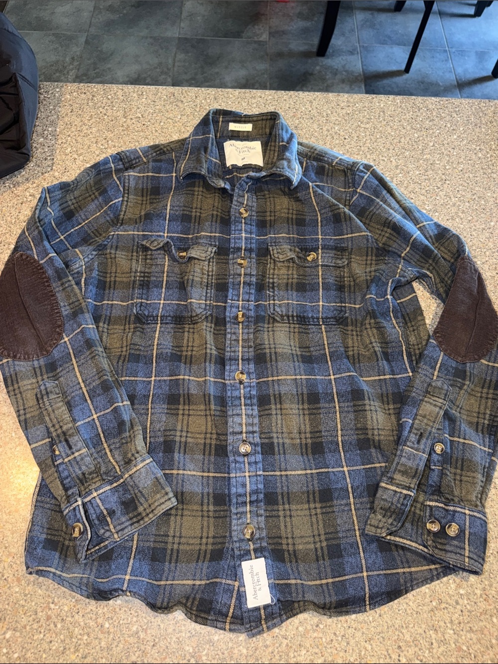 Abercrombie & Fitch y2k Plaid Button-Down with Elbow Patches